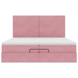 Struttura Letto Pouf con Materassi Rosa 200x200 cm Velluto