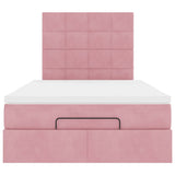 Struttura Letto Pouf con Materassi Rosa 120x190 cm Velluto