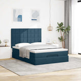 Struttura Letto Pouf con Materassi Blu 140x200cm in Velluto