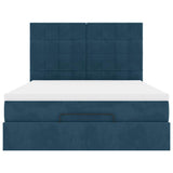 Struttura Letto Pouf con Materassi Blu 140x200cm in Velluto