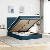 Struttura Letto Pouf con Materassi Blu 140x200cm in Velluto
