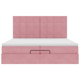 Struttura Letto Pouf con Materassi Rosa 200x200 cm Velluto