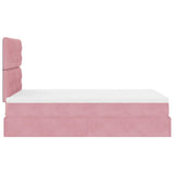 Struttura Letto Pouf con Materassi Rosa 120x190 cm Velluto