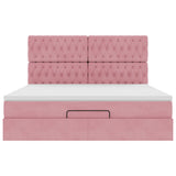 Struttura Letto Pouf con Materassi Rosa 180x200 cm Velluto