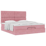 Struttura Letto Pouf con Materassi Rosa 200x200 cm Velluto