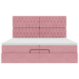 Struttura Letto Pouf con Materassi Rosa 200x200 cm Velluto