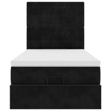 Struttura Letto Pouf con Materassi Nero 80x200 cm in Velluto