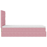 Struttura Letto Pouf con Materassi Rosa 90x190 cm in Velluto
