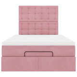 Struttura Letto Pouf con Materassi Rosa 120x190 cm Velluto