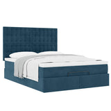 Struttura Letto Pouf con Materassi Blu 140x200cm in Velluto