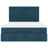 Struttura Letto Pouf con Materassi Blu 140x200cm in Velluto