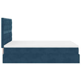 Struttura Letto Pouf con Materassi Blu 140x200cm in Velluto