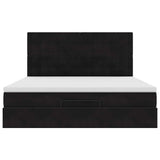 Struttura Letto Pouf con Materassi Nero 180x200 cm in Velluto