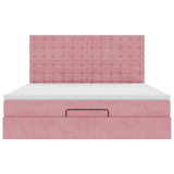 Struttura Letto Pouf con Materassi Rosa 180x200 cm Velluto