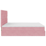 Struttura Letto Pouf con Materassi Rosa 200x200 cm Velluto