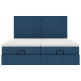 Struttura Letto Pouf con Materassi Blu 160x200 cm in Tessuto