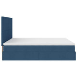 Struttura Letto Pouf con Materassi Blu 160x200 cm in Tessuto