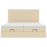 Struttura Letto Pouf con Materassi Crema 200x200 cm in Tessuto