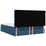 Struttura Letto Pouf con Materassi Blu 160x200 cm in Tessuto