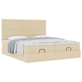 Struttura Letto Pouf con Materassi Crema 160x200 cm in Tessuto