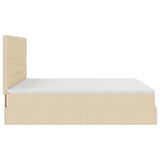 Struttura Letto Pouf con Materassi Crema 160x200 cm in Tessuto