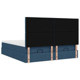 Struttura Letto Pouf con Materassi Blu 160x200 cm in Tessuto