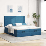 Struttura Letto Pouf con Materassi 200x200 cm Velluto