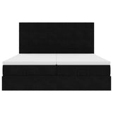 Struttura Letto Pouf con Materassi Nero 160x200 cm in Velluto