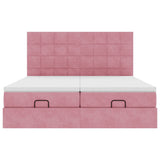 Struttura Letto Pouf con Materassi Rosa 160x200 cm Velluto