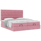 Struttura Letto Pouf con Materassi Rosa 200x200 cm Velluto