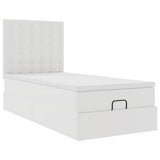 Struttura Letto Pouf con Materasso Bianco 90x190 cm Similpelle