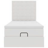 Struttura Letto Pouf con Materasso Bianco 90x190 cm Similpelle