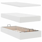 Struttura Letto Pouf con Materasso Bianco 90x190 cm Similpelle