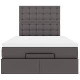 Struttura Letto Pouf con Materasso Grigio 120x200 cm Similpelle