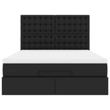 Struttura Letto Pouf con Materasso Nero 140x190 cm Similpelle
