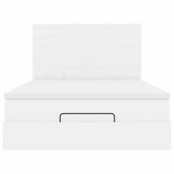 Struttura Letto Pouf con Materasso Bianco 140x190 cm Similpelle