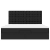 Struttura Letto Pouf con Materasso Nero 160x200 cm Similpelle