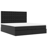 Struttura Letto Pouf con Materassi Nero 200x200 cm Similpelle
