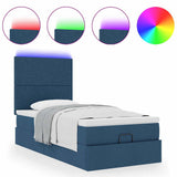 Struttura Letto Pouf con Materasso Blu 80x200 cm in Tessuto