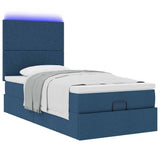 Struttura Letto Pouf con Materasso Blu 80x200 cm in Tessuto