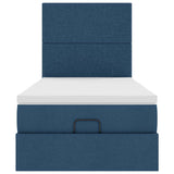 Struttura Letto Pouf con Materasso Blu 80x200 cm in Tessuto