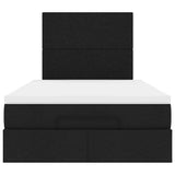 Struttura Letto Pouf con Materasso Nero 120x190 cm in Tessuto