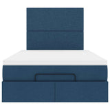 Struttura Letto Pouf con Materasso Blu 120x190 cm in Tessuto