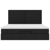 Struttura Letto Pouf con Materasso Nero 160x200 cm in Tessuto