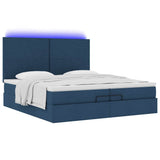 Struttura Letto Pouf con Materassi Blu 200x200 cm in Tessuto