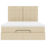 Struttura Letto Pouf con Materasso Crema 140x190 cm in Tessuto