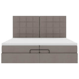Struttura Letto Pouf con Materassi Tortora 200x200 cm Tessuto
