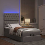 Struttura Letto Pouf con Materasso Tortora 80x200 cm in Tessuto