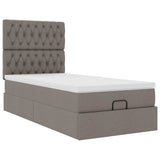 Struttura Letto Pouf con Materasso Tortora 80x200 cm in Tessuto
