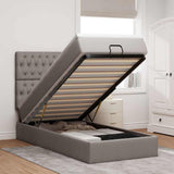 Struttura Letto Pouf con Materasso Tortora 80x200 cm in Tessuto